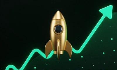 Crash-Spiel mit steigender Gold-Rakete und Multiplikator-Graph im WildRobin Casino